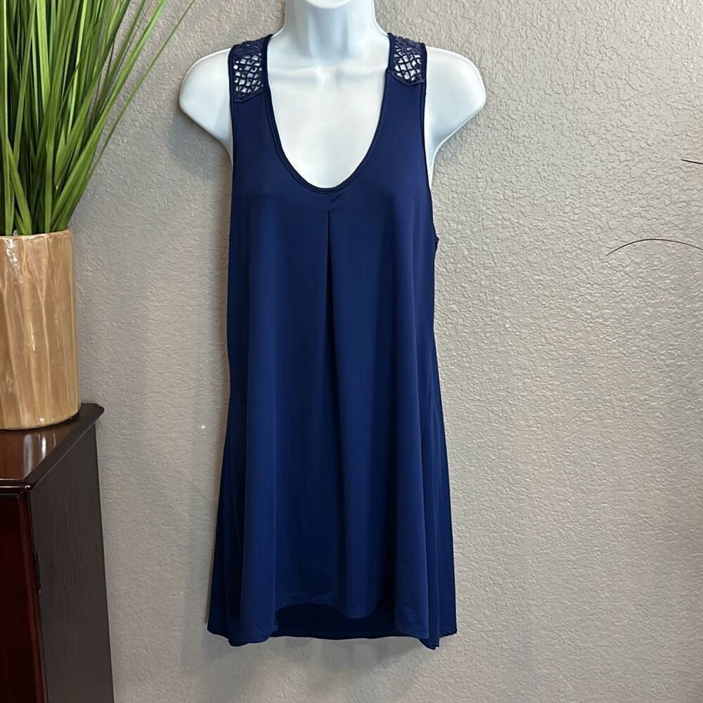 #314* Linea Donatella, navy blue fancy tank/dress size small